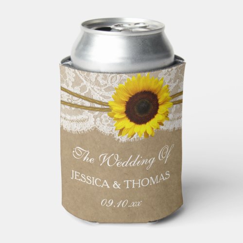 The Kraft Lace  Sunflower Wedding Collection Can Cooler