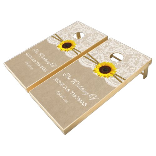 The Kraft Lace  Sunflower Wedding Collection Cornhole Set