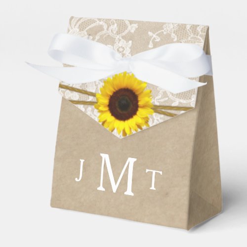 The Kraft Lace  Sunflower Wedding Collection Favor Boxes