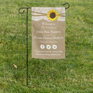 The Kraft, Lace & Sunflower Wedding Collection Garden Flag