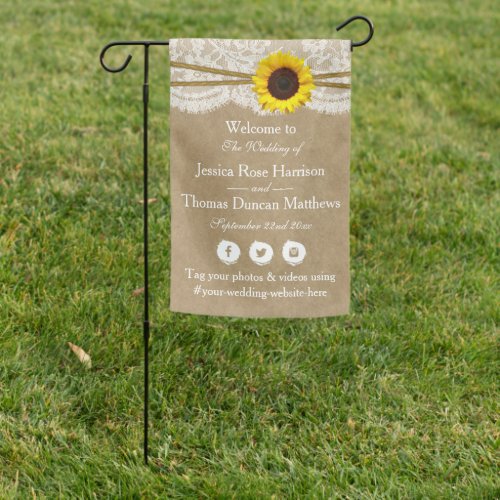 The Kraft Lace  Sunflower Wedding Collection Garden Flag