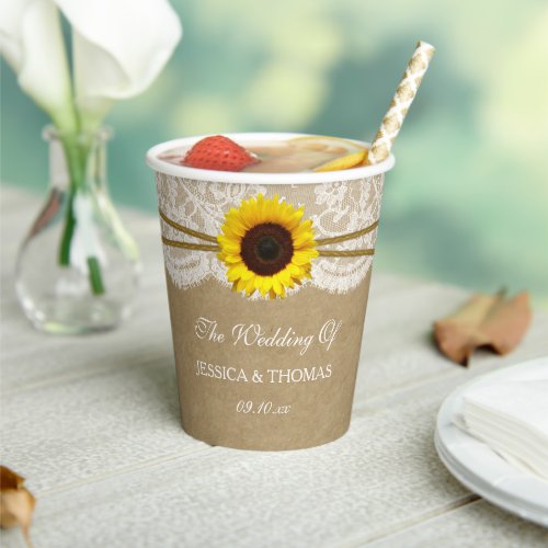 The Kraft Lace  Sunflower Wedding Collection Paper Cups