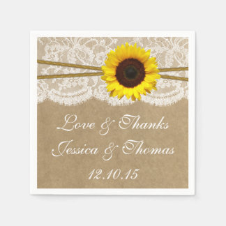 The Kraft, Lace & Sunflower Wedding Collection Paper Napkin