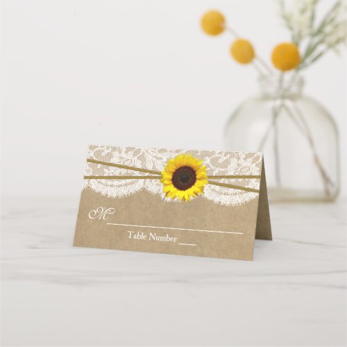 The Kraft Lace  Sunflower Wedding Collection Place Card