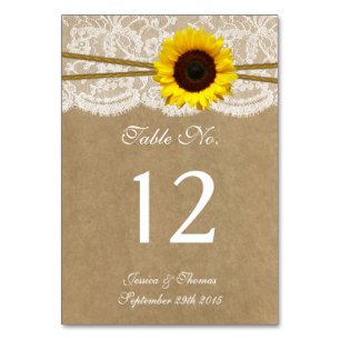 The Kraft, Lace & Sunflower Wedding Collection Table Number