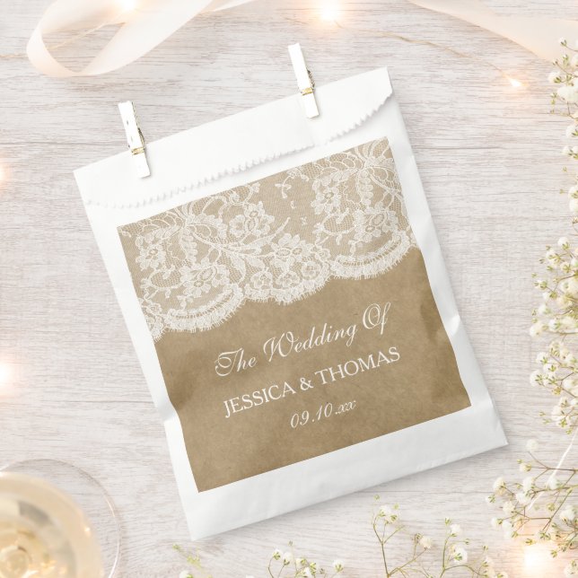 The Kraft & Lace Wedding Collection Favor Bag (Clipped)