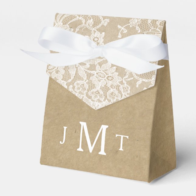 The Kraft & Lace Wedding Collection Favor Boxes (Front Side)