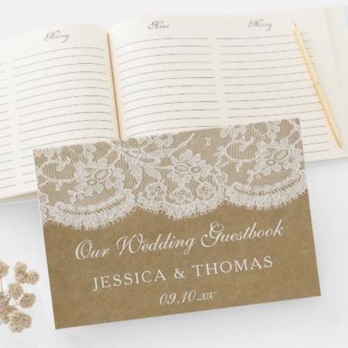 The Kraft  Lace Wedding Collection Guest Book