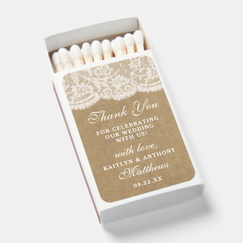 The Kraft  Lace Wedding Collection Matchboxes