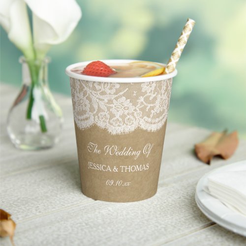 The Kraft  Lace Wedding Collection Paper Cups