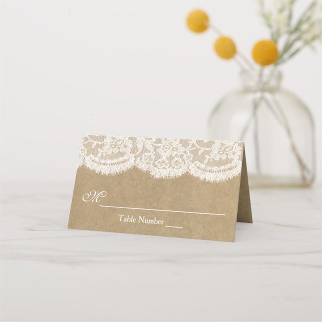 The Kraft & Lace Wedding Collection Place Card (Front)