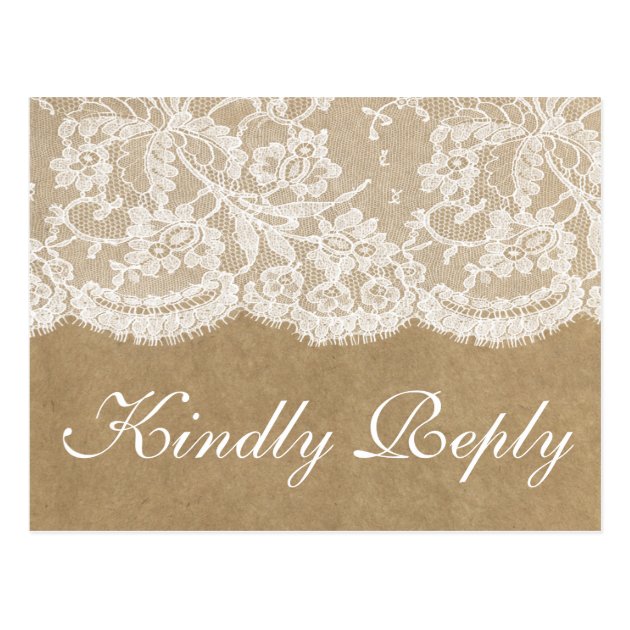 The Kraft & Lace Wedding Collection RSVP Postcard