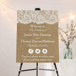The Kraft & Lace Wedding Collection Welcome Foam Board