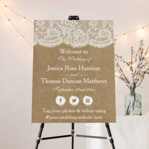 The Kraft  Lace Wedding Collection Welcome Foam Board