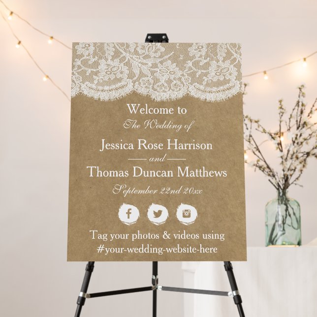 The Kraft & Lace Wedding Collection Welcome Foam Board (In Situ (Stand))