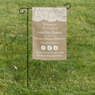 The Kraft & Lace Wedding Collection Welcome Garden Flag
