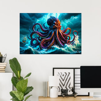 The Kraken Monster Fantasy Sea Creature Poster
