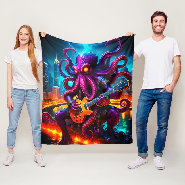 The Kraken Monster Rockstar Fleece Blanket (In Situ)