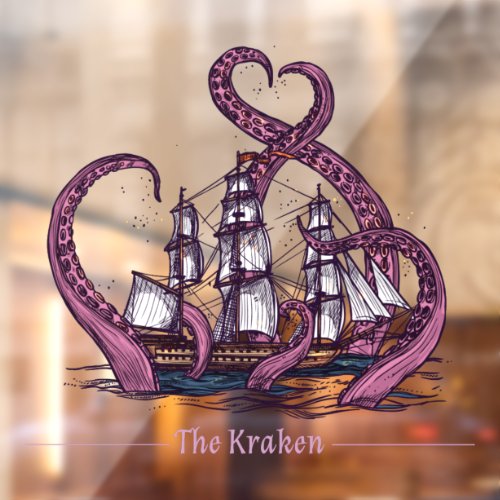 The Kraken Octopus Sailing Ship Nautical Window Cling