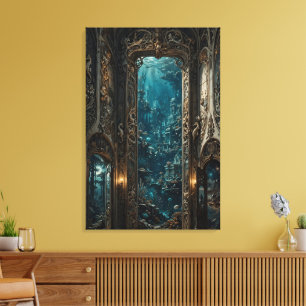The Labyrinth Portal — Enchanted Underwater Gatewa Canvas Print