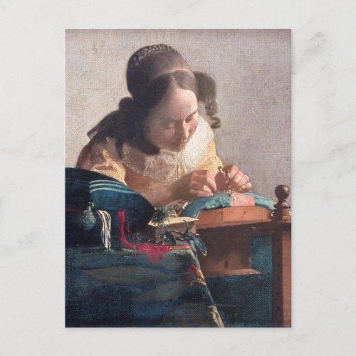 The Lacemaker by Johannes Vermeer Postcard