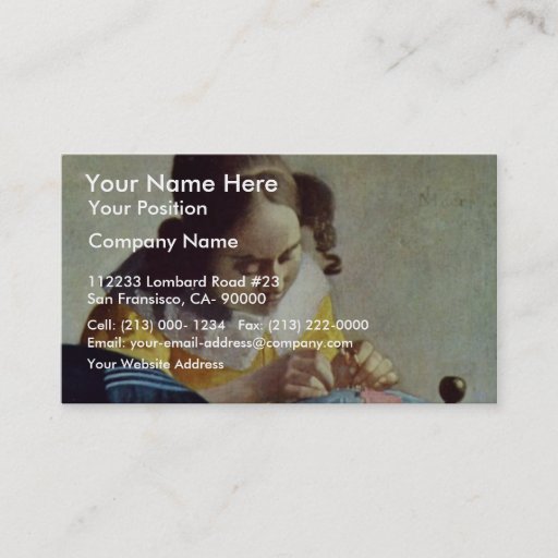 Customizable The Lacemaker, Français La Dentelière,  By Vermeer Business Card Template