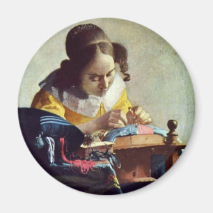 The Lacemaker, Français La Dentelière, By Vermeer Magnet