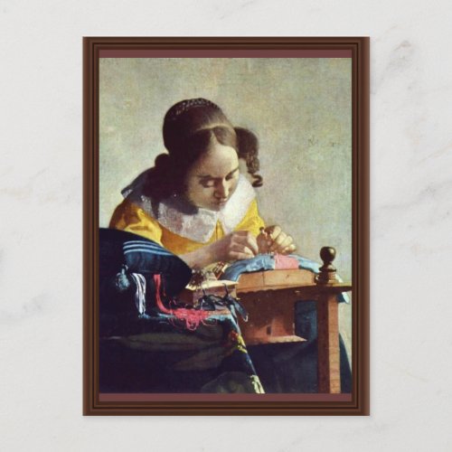 The Lacemaker Franais La Dentelire  By Vermeer Postcard