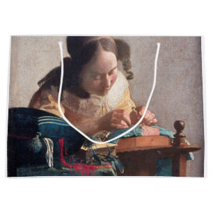 The Lacemaker, Johannes Vermeer, 1669-1670 Large Gift Bag