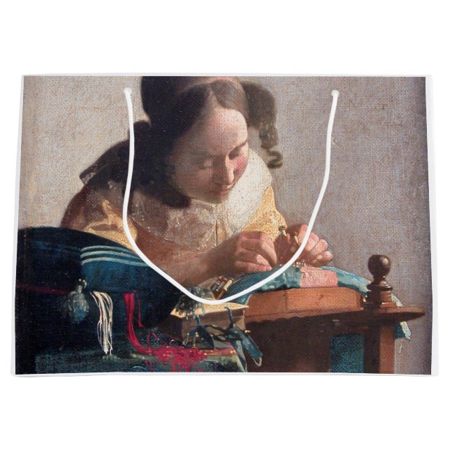 The Lacemaker, Johannes Vermeer, 1669-1670 Large Gift Bag (Front)