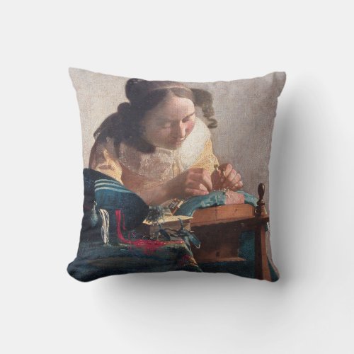 The Lacemaker Johannes Vermeer 1669_1670 Throw Pillow