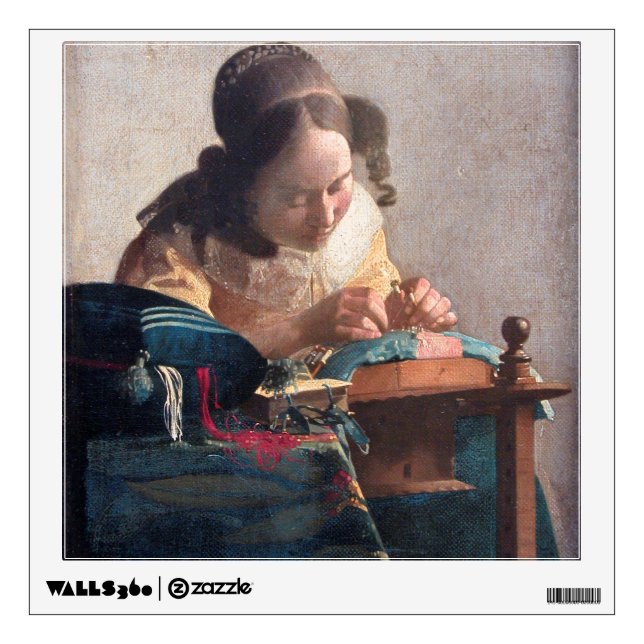 The Lacemaker, Johannes Vermeer, 1669-1670 Wall Decal (Front)