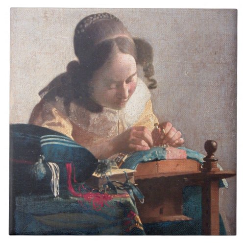 The Lacemaker Johannes Vermeer Ceramic Tile