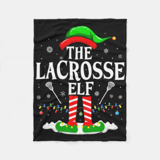The Lacrosse Elf Funny Matching Xmas Lacrosse Chri Fleece Blanket