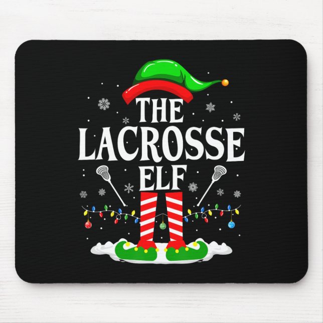 The Lacrosse Elf Funny Matching Xmas Lacrosse Chri Mouse Pad (Front)