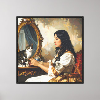  The Lady and Her Cat – A Timeless Victorian Portr Canvas Print