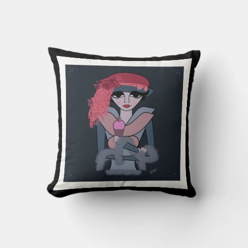 The Lady and The Ice Cream Throw Pillow