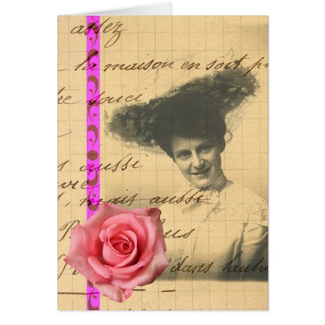 The Lady and the Pink Rose Digital Art (Front)