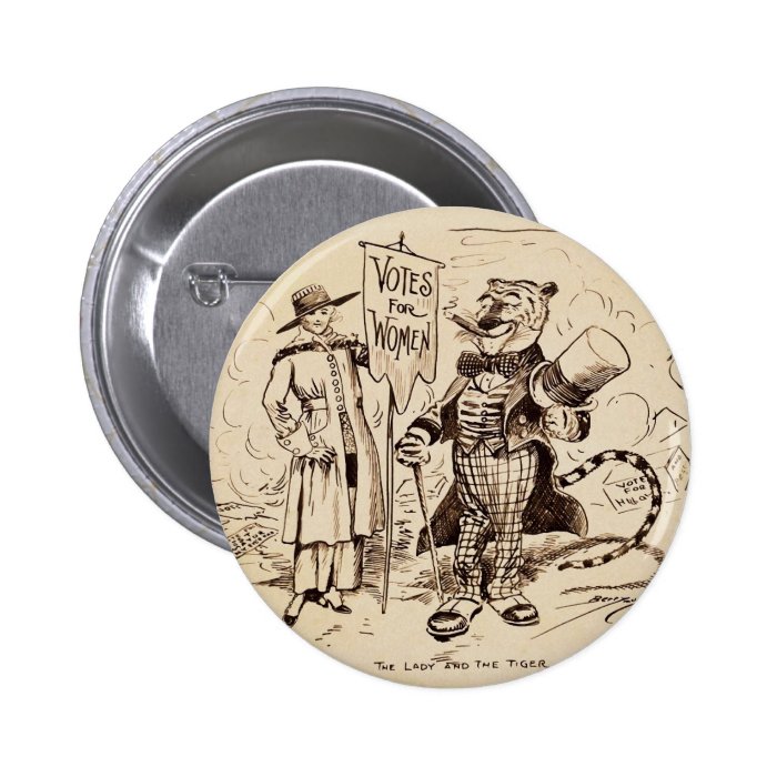 The Lady and the Tiger by Clifford K. Berryman Pinback Button