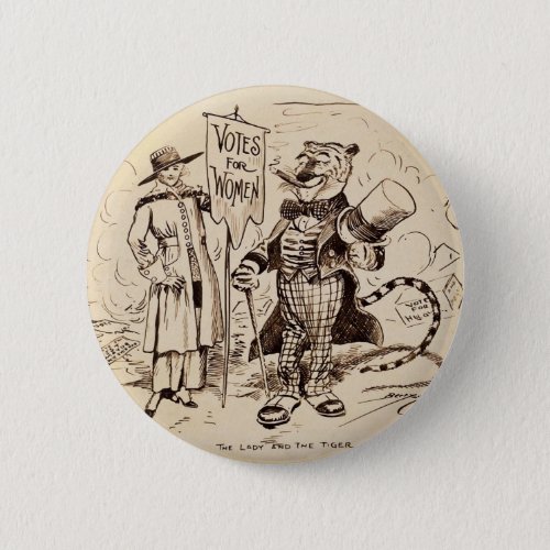 The Lady and the Tiger by Clifford K Berryman Pinback Button
