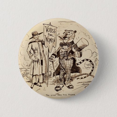 The Lady and the Tiger by Clifford K Berryman Pinback Button