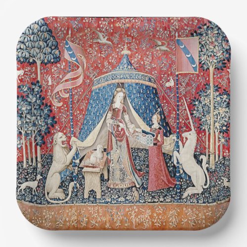 The Lady and the Unicorn 1500 Paris Tapestry Paper Plates