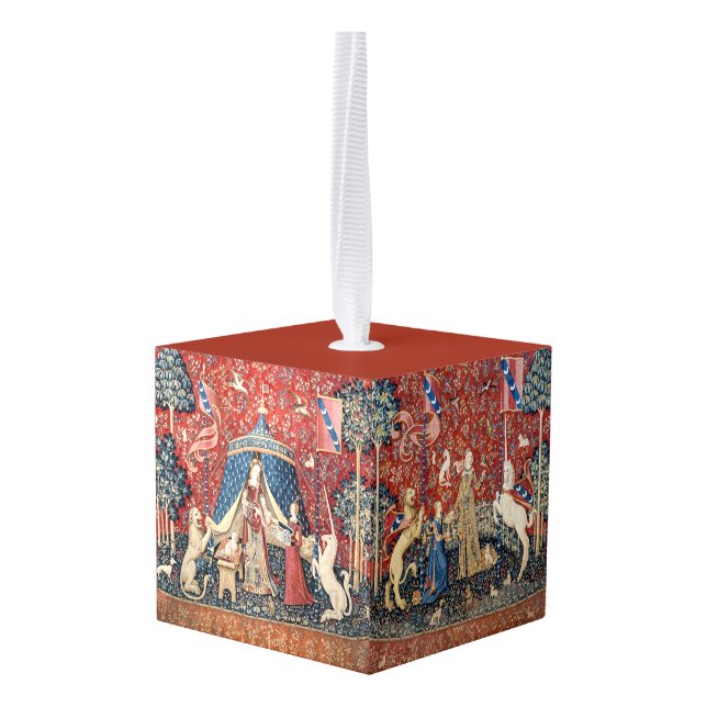 The Lady and the Unicorn Cube Ornament (Back Angled)