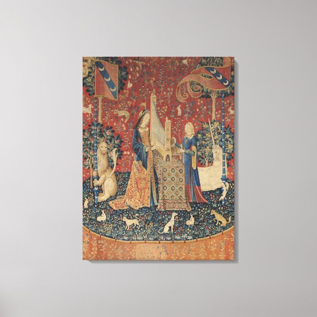 The Lady and the Unicorn: 'Hearing' Canvas Print (Front)