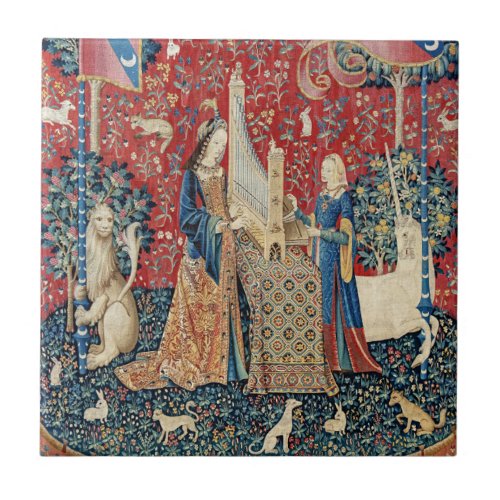 The Lady and the Unicorn Hearing Ceramic Tile