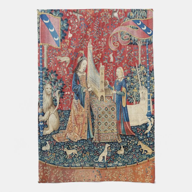 The Lady and the Unicorn, Hearing Kitchen Towel (Vertical)