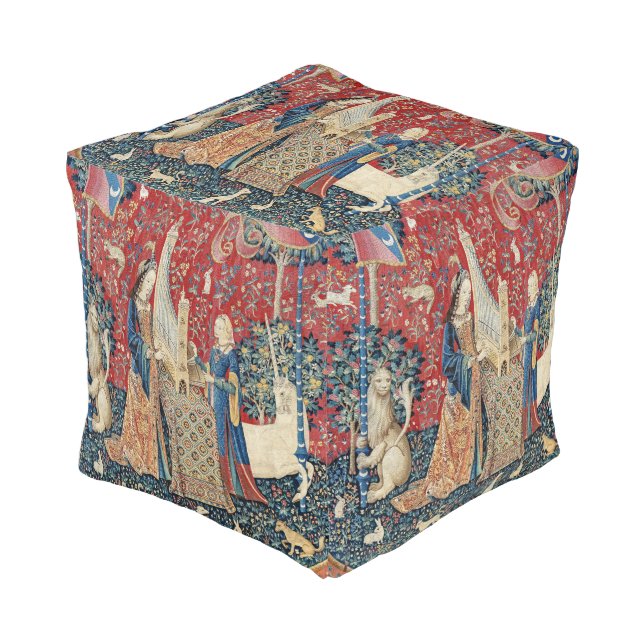The Lady and the Unicorn, Hearing Pouf (Angled Front)