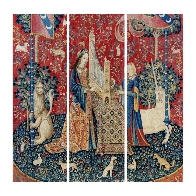 The Lady and the Unicorn, Hearing Triptych (Front)