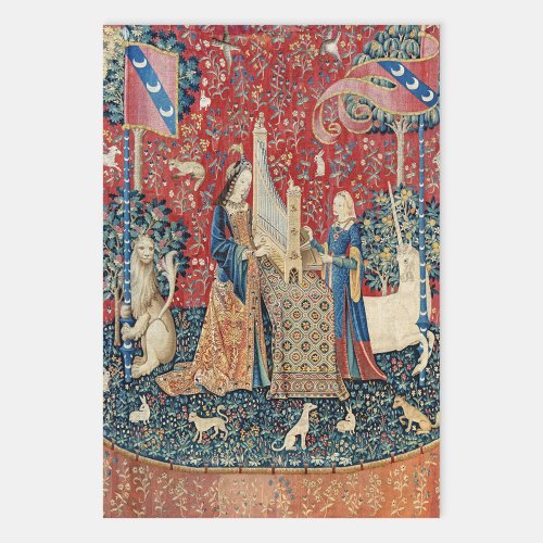 The Lady and the Unicorn Hearing Wrapping Paper Sheets