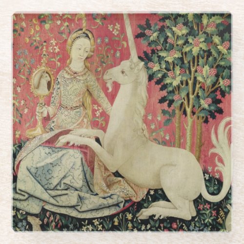 The Lady and the Unicorn Sight 2 Glass Coaster